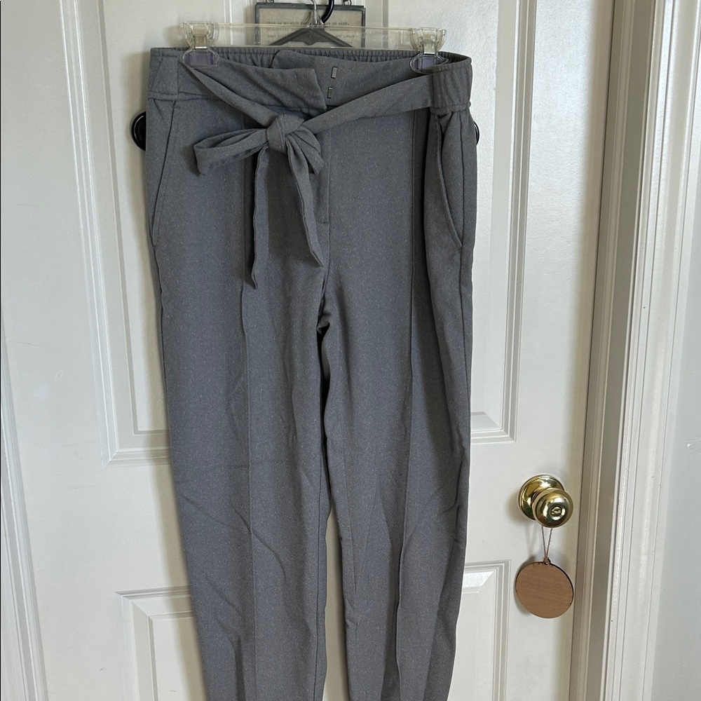 LOFT Charcoal Tie-Waist Trousers
